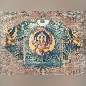 90s VTG WORK Out Of Time GreenLabel Indie Ganesha Graphic Streetwear Top Women M
